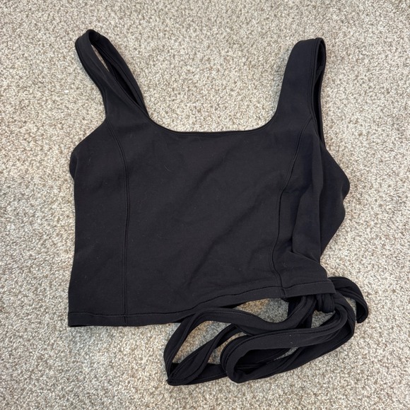 lululemon athletica Tops - Lululemon Get Centered Crop Tank Black Nulu Wrap Tie Waist Yoga Top Womens 4